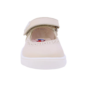 Balerinas de piel para niña preescolar color beige con tira de contacto 186701