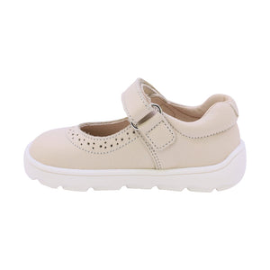 Balerinas de piel para niña preescolar color beige con tira de contacto 186701