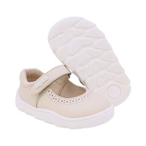Balerinas de piel para niña preescolar color beige con tira de contacto 186701