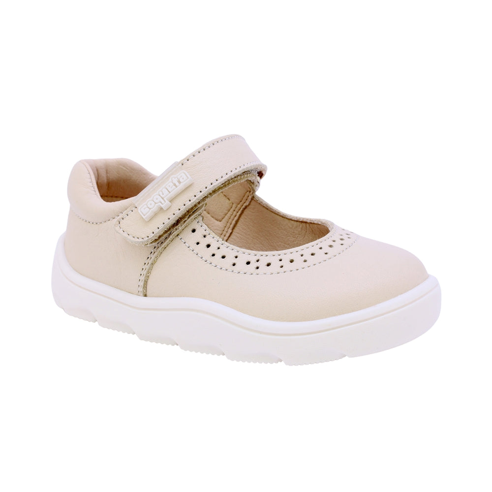 Balerinas de piel para niña preescolar color beige con tira de contacto 186701