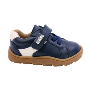 Tenis de piel para niño preescolar color azul con agujeta y tira de contacto 186900