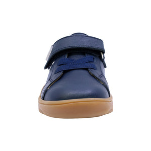 Tenis de piel para niño preescolar color azul con agujeta y tira de contacto 186900