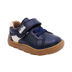 Tenis de piel para niño preescolar color azul con agujeta y tira de contacto 186900