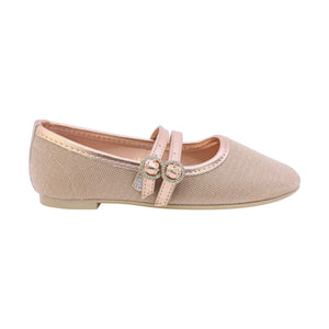 Balerinas para niña preescolar color oro con doble hebilla 188604