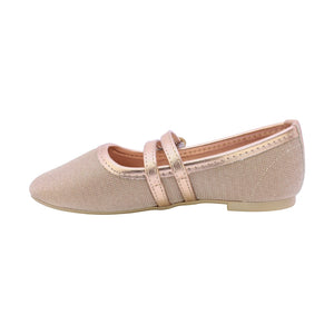 Balerinas para niña preescolar color oro con doble hebilla 188604