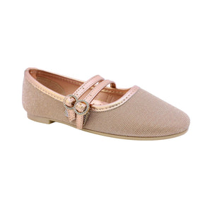 Balerinas para niña preescolar color oro con doble hebilla 188604