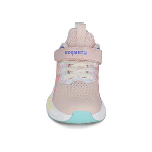 Tenis para niña color rosa con tira de contacto y agujeta elástica 203300