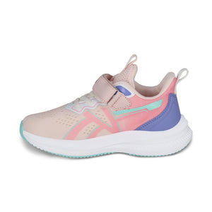 Tenis para niña color rosa con tira de contacto y agujeta elástica 203300