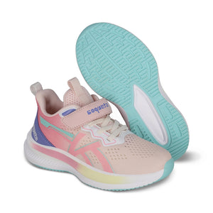 Tenis para niña color rosa con tira de contacto y agujeta elástica 203300