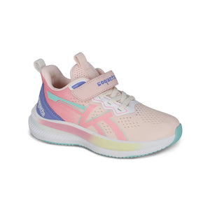 Tenis para niña color rosa con tira de contacto y agujeta elástica 203300