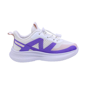 Tenis para niña color blanco con detalles lila y agujeta elástica 203303