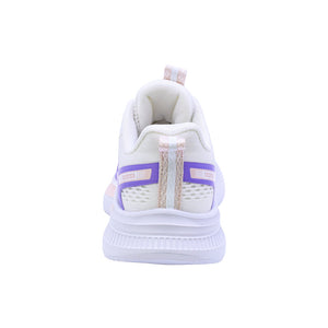 Tenis para niña color blanco con detalles lila y agujeta elástica 203303