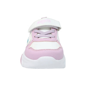 Tenis para niña preescolar color blanco con detalles en lila y luces 203904