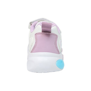 Tenis para niña preescolar color blanco con detalles en lila y luces 203904