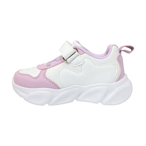 Tenis para niña preescolar color blanco con detalles en lila y luces 203904