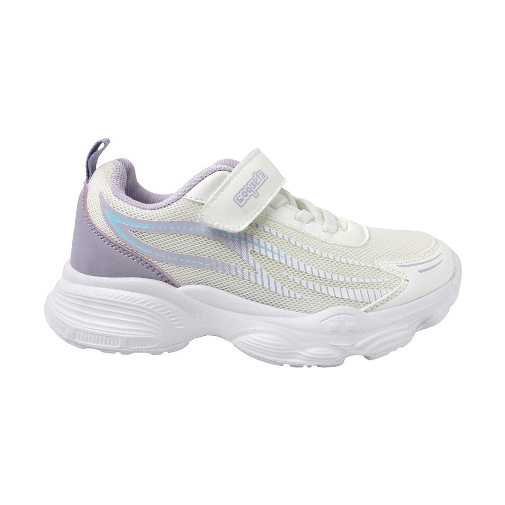 Tenis para niña color blanco con detalles en lila y agujeta 204203