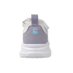 Tenis para niña color blanco con detalles en lila y agujeta 204203
