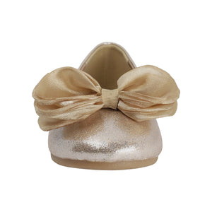 Balerinas para niña preescolar color oro con moño frontal en tul 204601
