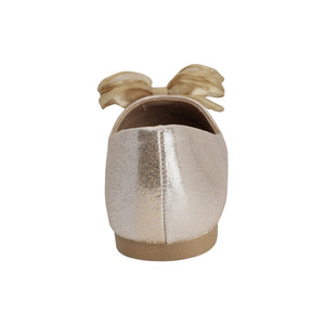 Balerinas para niña preescolar color oro con moño frontal en tul 204601