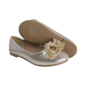 Balerinas para niña preescolar color oro con moño frontal en tul 204601