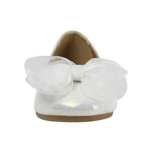 Balerinas para niña preescolar color perla con moño frontal en tul 204601