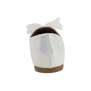 Balerinas para niña preescolar color perla con moño frontal en tul 204601