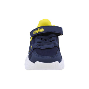 Tenis para niño preescolar color azul con detalles amarillo y luces 206502