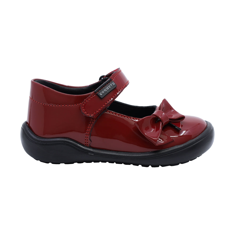 Zapato de charol para niña preescolar color rojo con moño 269100