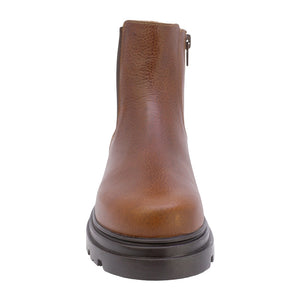 Botas de piel para niña color café claro con cierre y elástico lateral 431604