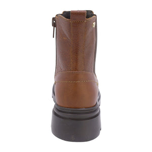 Botas de piel para niña color café claro con cierre y elástico lateral 431604
