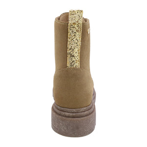 Botas de piel tipo ante para niña color beige con agujeta 431605