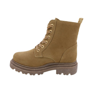 Botas de piel tipo ante para niña color beige con agujeta 431605