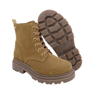 Botas de piel tipo ante para niña color beige con agujeta 431605