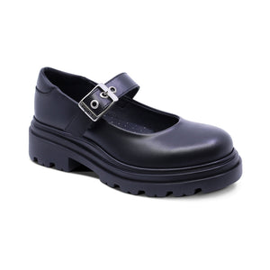 Zapato escolar de piel para niña color negro con hebilla 431703