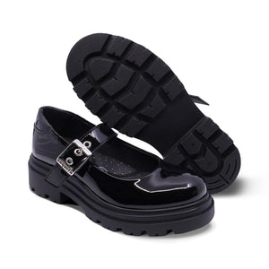Zapato escolar de charol para niña color negro con hebilla 431703