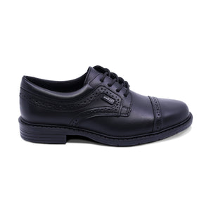 Zapato escolar de piel para niño color negro con diseño perforado 433804