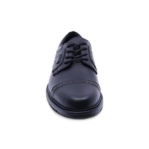 Zapato escolar de piel para niño color negro con diseño perforado 433804