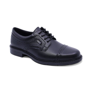 Zapato escolar de piel para niño color negro con diseño perforado 433804