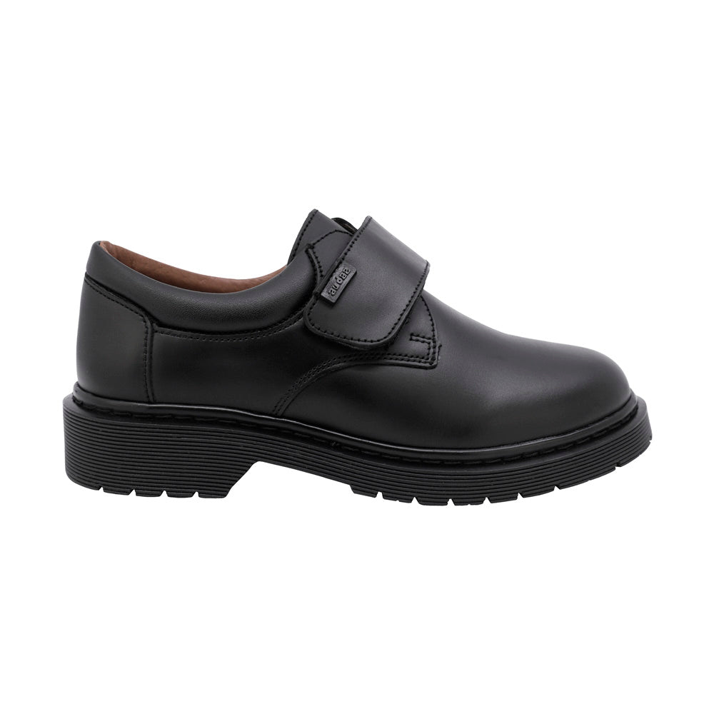 Zapato escolar de piel para niño color negro con suela robusta y tira de contacto 434600