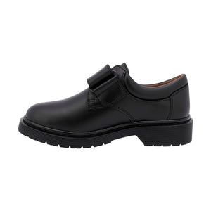 Zapato escolar de piel para niño color negro con suela robusta y tira de contacto 434600
