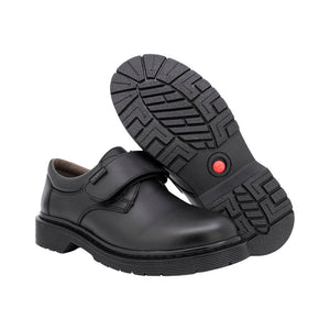 Zapato escolar de piel para niño color negro con suela robusta y tira de contacto 434600