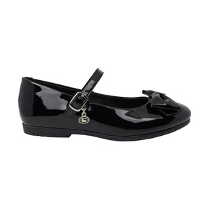 Zapato escolar mary jane de charol para niña color negro con moño frontal 43502