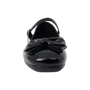 Zapato escolar mary jane de charol para niña color negro con moño frontal 43502