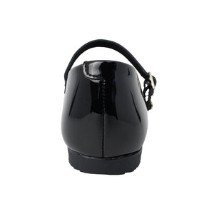 Zapato escolar mary jane de charol para niña color negro con moño frontal 43502