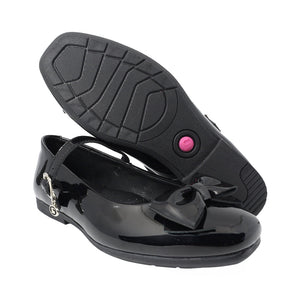 Zapato escolar mary jane de charol para niña color negro con moño frontal 43502