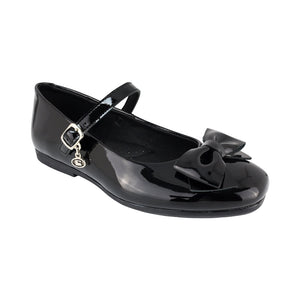 Zapato escolar mary jane de charol para niña color negro con moño frontal 43502