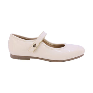 Mary jane de charol para niña color beige con tira de contacto 43503