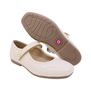 Mary jane de charol para niña color beige con tira de contacto 43503