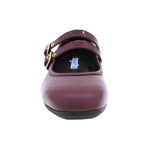 Mary jane de charol para niña color vino con doble hebilla 43504
