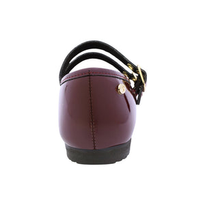 Mary jane de charol para niña color vino con doble hebilla 43504
